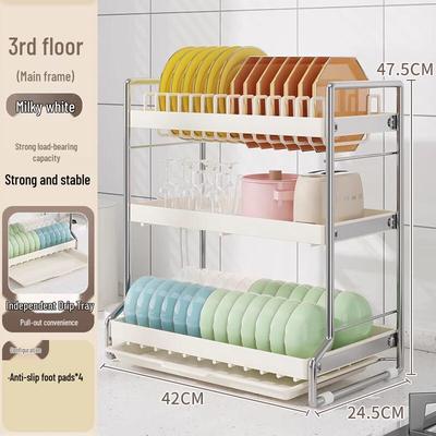3-Tier Dish Drying Rack with Drain Board