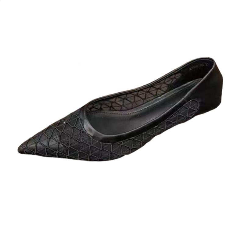 Mesh Women Heeled Shoes Pointed Toe Low Heels Shoes Dress Shallow Woman Sandals 2025 Summer New Luxury Chaussure Femme