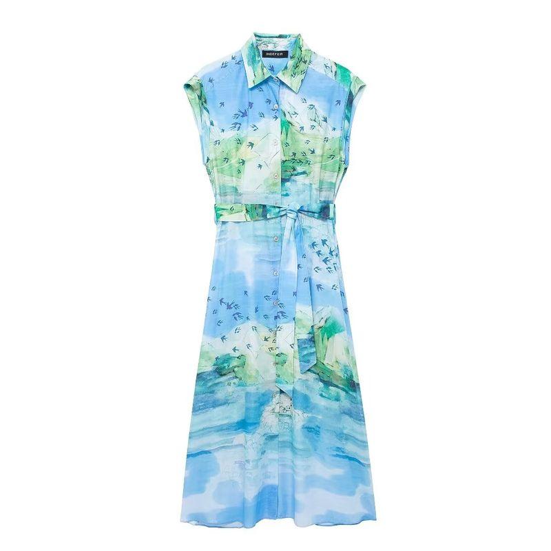 

Kaslead New Arrival Women s Clothing Fashion Style Fashion Casual Printed Shirt Style Dress 2183014 Flower color L