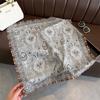 Retro cashew herringbone pattern cotton and linen small square scarf silk scarf imitation velvet headscarf shawl sun protection scarf women's scarf