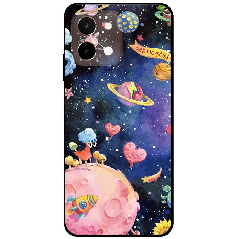 For Vivo Y28 4G Case 6.68'' Black TPU Silicon Cartoon Protection Cover for VivoY28 Y 28 4G Shockproof Capa Wolf Animals Soft Bag