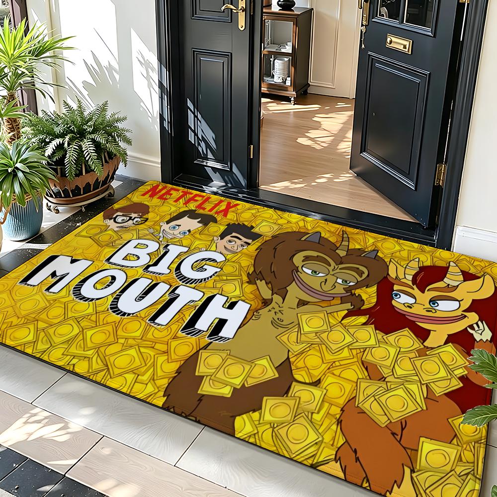 Cartoon B-Big M-Mouth Floor Mat Soft Flannel Floor Mat  Suitable for Entryways, Living Rooms, Bedrooms, and Bathrooms