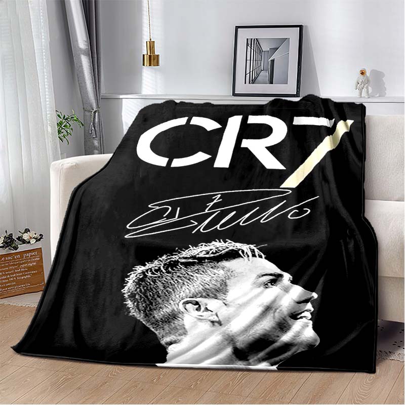 Portugal Ronaldo No.7 Print Flannel Throw Blanket Soft Warm Sofa Bed Cover For Football Fans Kids Teens