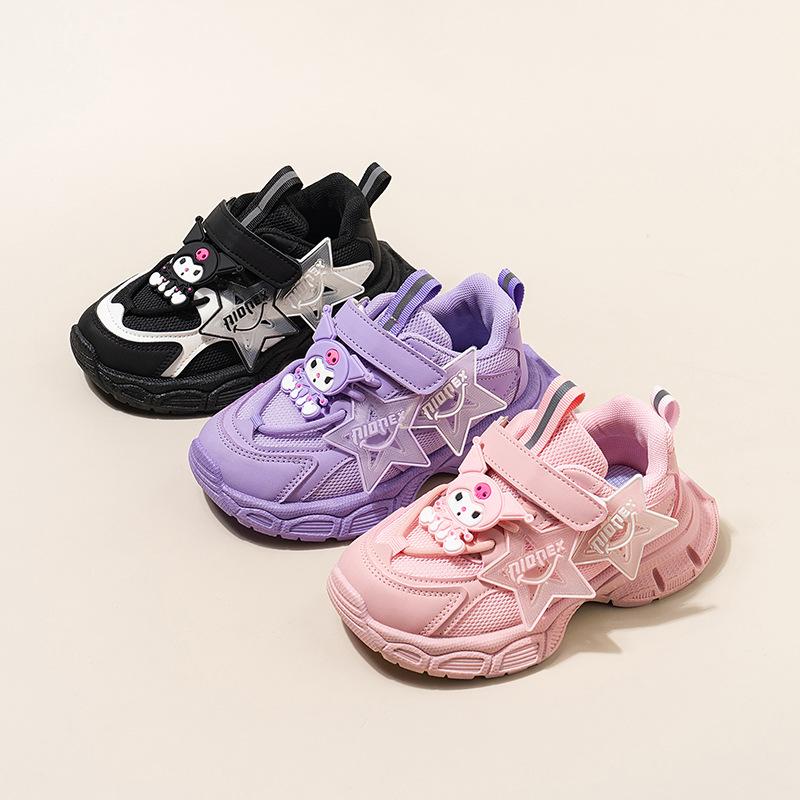 Girls sports shoes cartoon fashion children's casual net shoes 2025 autumn new mesh breathable girl dad shoes