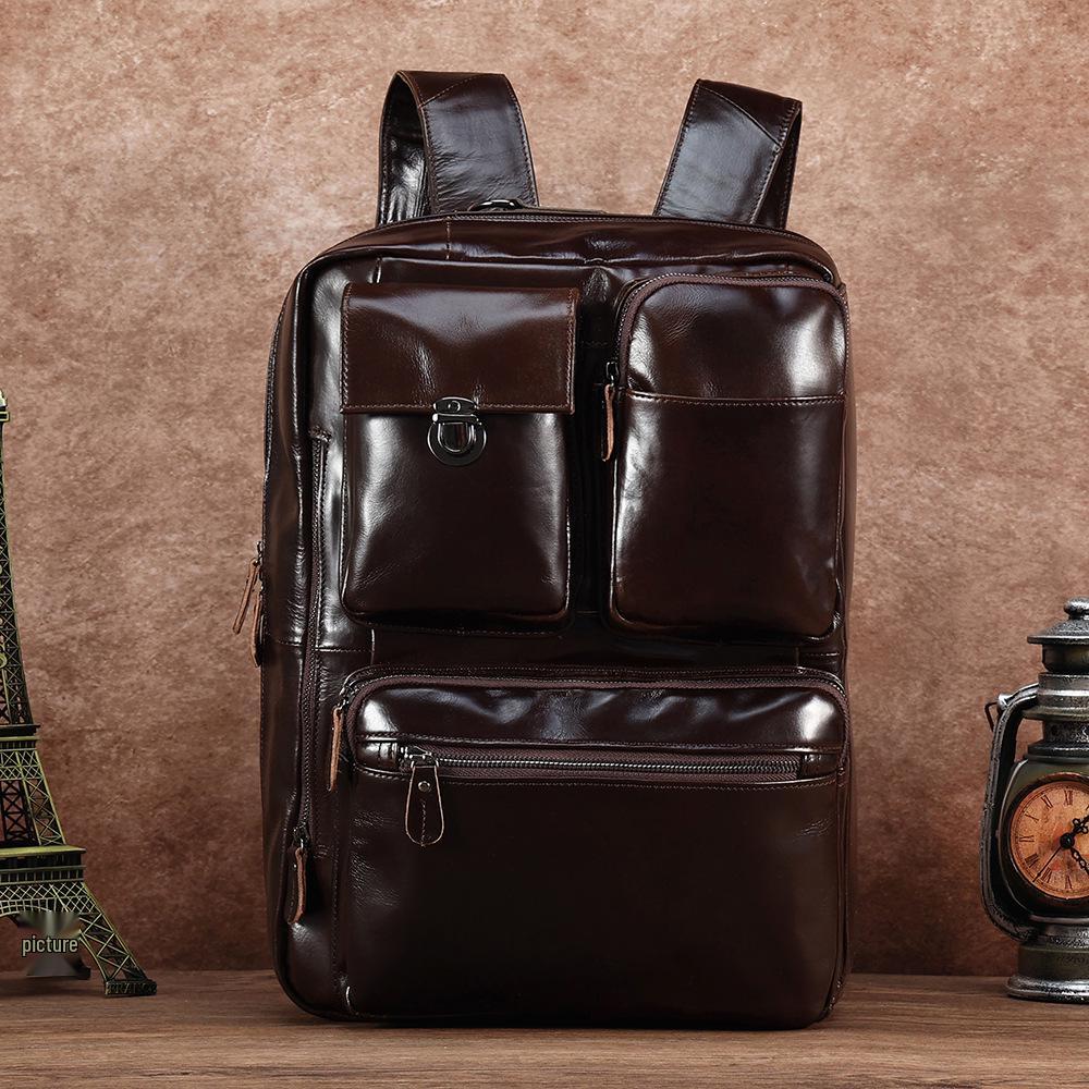 Men's Vintage Leather Multifunctional Crossbody and Backpack
