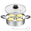With 4 Cups Non-Stick Egg Poacher Pot Rust Resistant Soup Pot Multi Purpose Steamer  Breakfast
