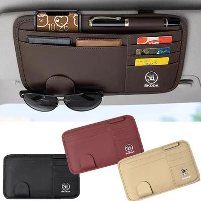 CUHW5 Car Sun Visor Glasses Box Sunglasses Clip Card Ticket Holder for Fabia Kamiq Yeti Octavia Superb Kodiaq Karoq Rapid Scala