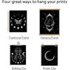 ORIGACH Moon Phases Wall Art Prints, Set of 6, Minimalist Boho Moon Phase Star Witch Wall Prints, Stars Cat Celestial Witch Art Canvas Painting,