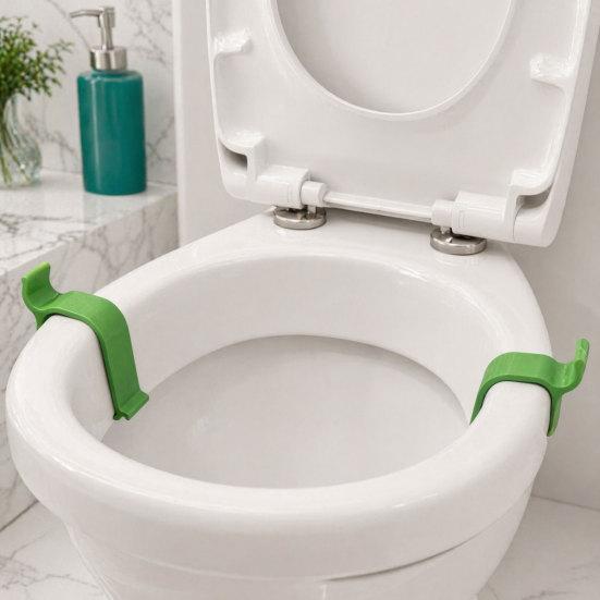 Upevňovací příslušenství pro vyrovnání sedátka WC, Klipový stabilizátor sedátka do koupelny, Jednodílná 3D tištěná instalace bez vrtání, Zacvakávací upevnění, Hluk kývajícího se sedátka WC