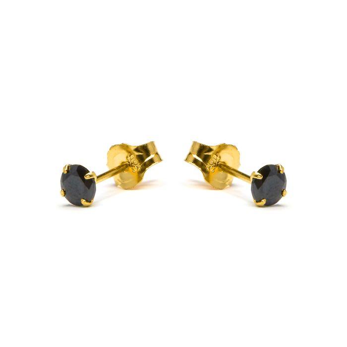 Boucles d'oreilles Luxenter en argent 925 avec zircons d'onyx finis or jaune 18K - Otieno