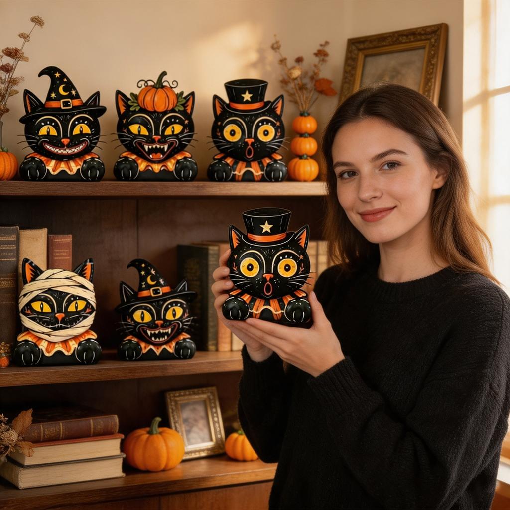 2D Vintage Halloween Wooden Tabletop Decoration for Fall Indoor Home Ornament