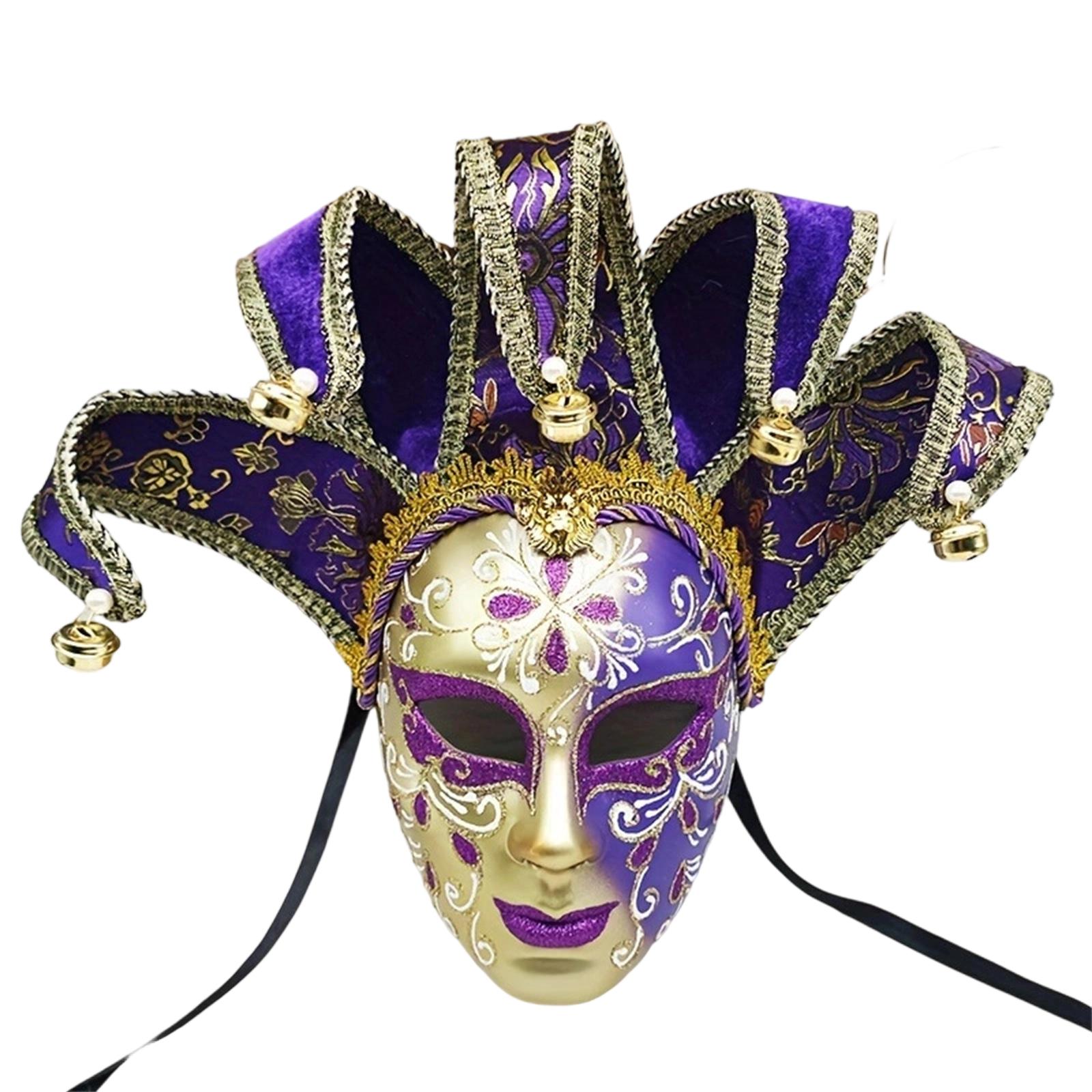 

Расписная маска для Хэллоуина, маска для вечеринки, итальянская маска, маска для выступлений венецианских дам высокого класса One Size фиолетовый