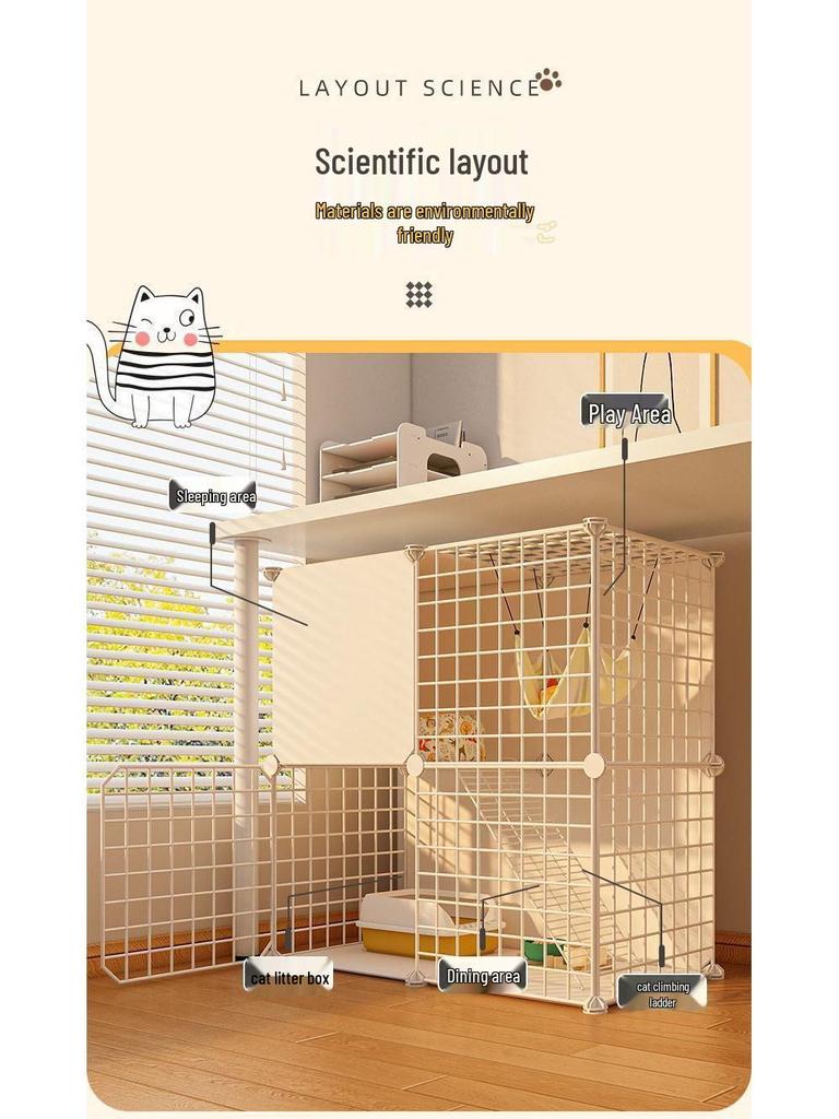 Indoor Cat Villa: Multi-Layer Winter Home & Toilet, Spacious Cabinet Bed