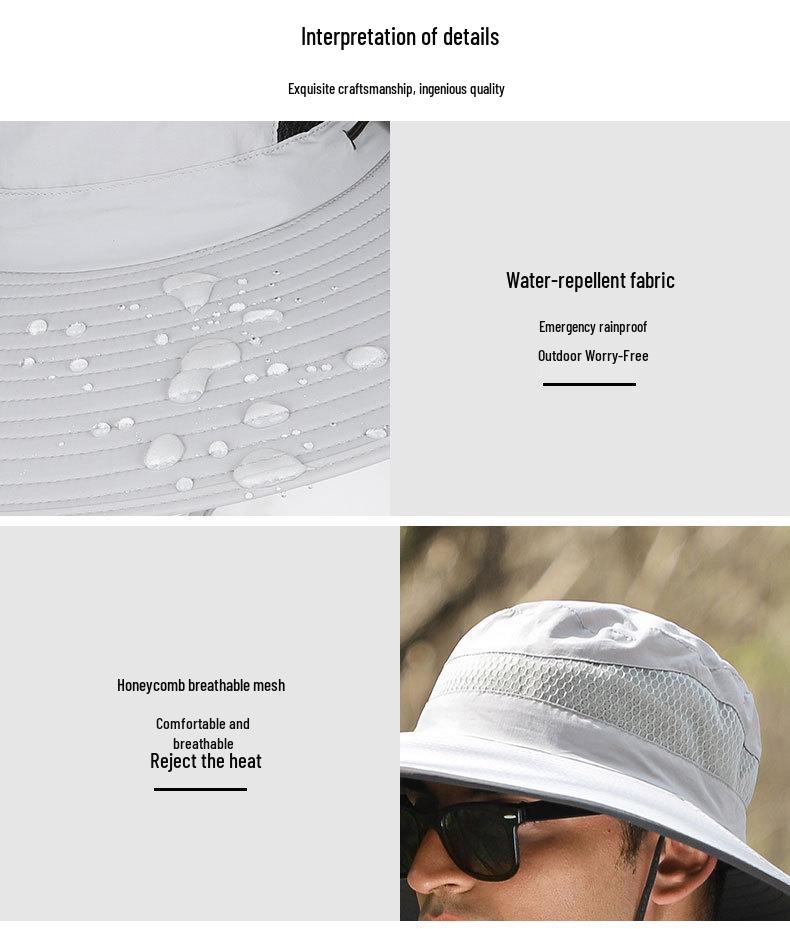 Solar-Powered Wide Brim Sunshade Hat with Lithium Battery Fan for Men