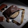 IJUN Men's Vintage Body Bag - Handmade Vegetable-Tanned Leather, Size Small