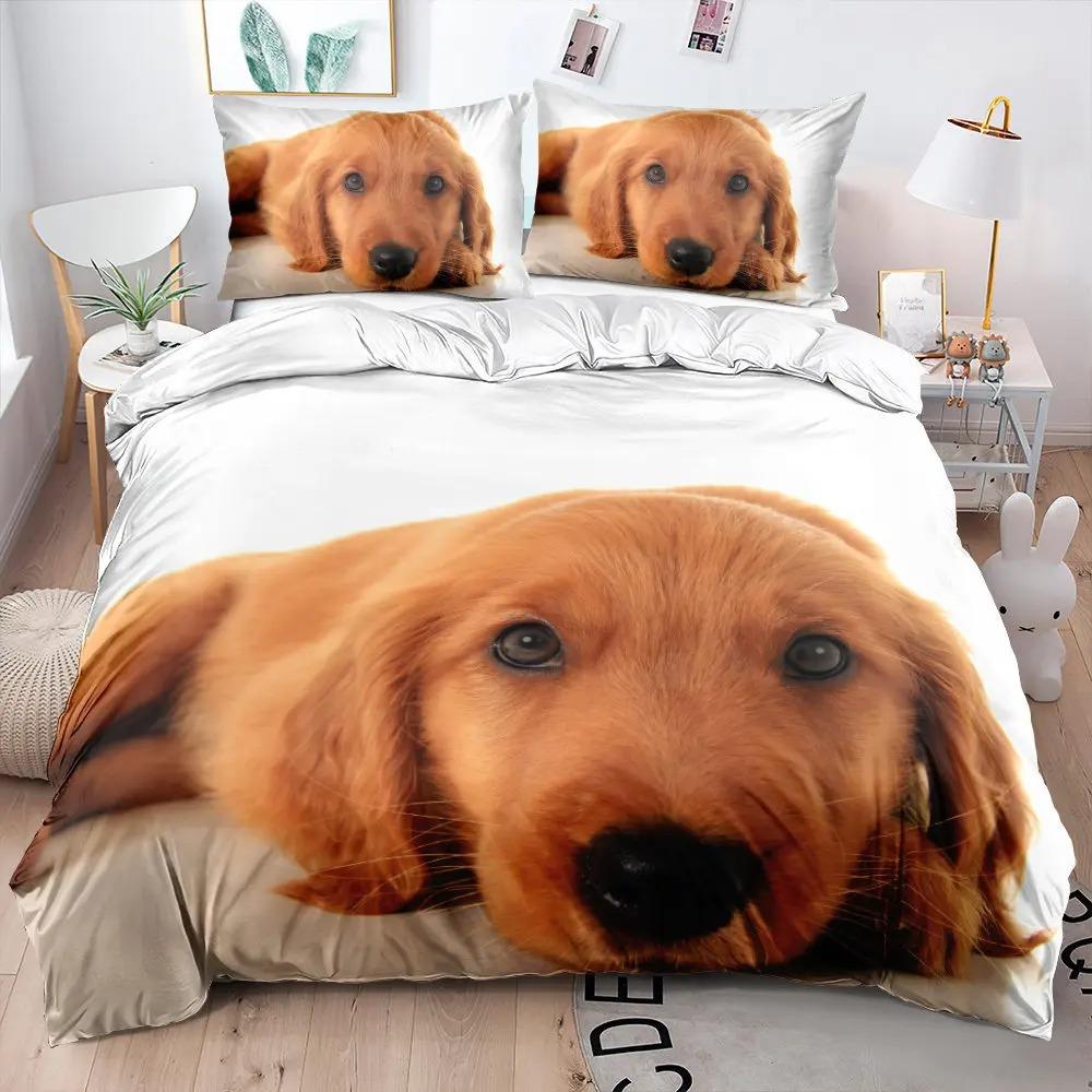Cute Pet Animal Duvet Cover Set, Realistic Dog Cat Giraffe Bedding, Soft Quilt Cover Pillowcases for Boys Girls Adults Kids
