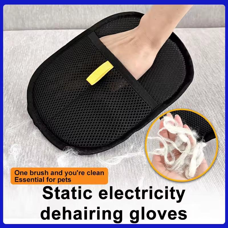 Static Pet Hair Removal Gloves Dog Cat Grooming Deshedding Gloves Multi Surface Brush For Sofa Carpet Clothes Pet Cleaning Tool