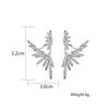 Elegant Cubic Zirconia Feather Earrings White Gold Color Crystal Zircon Statement Stud Earring Luxury Wedding Zircon
