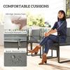 Rattan Bistro Set, 3 Piece Garden Furniture Set with Glass Top Table and Cushions, Dark Grey