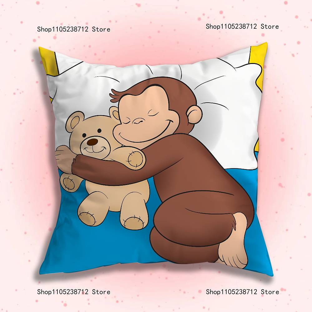 C-Curious Affe G-George Kissenbezug Kissenhülle Kissen Plüsch Jungen Mädchen Cartoon Anime Kawaii Dekoration Kindergeburtstag Niedliche Geschenke
