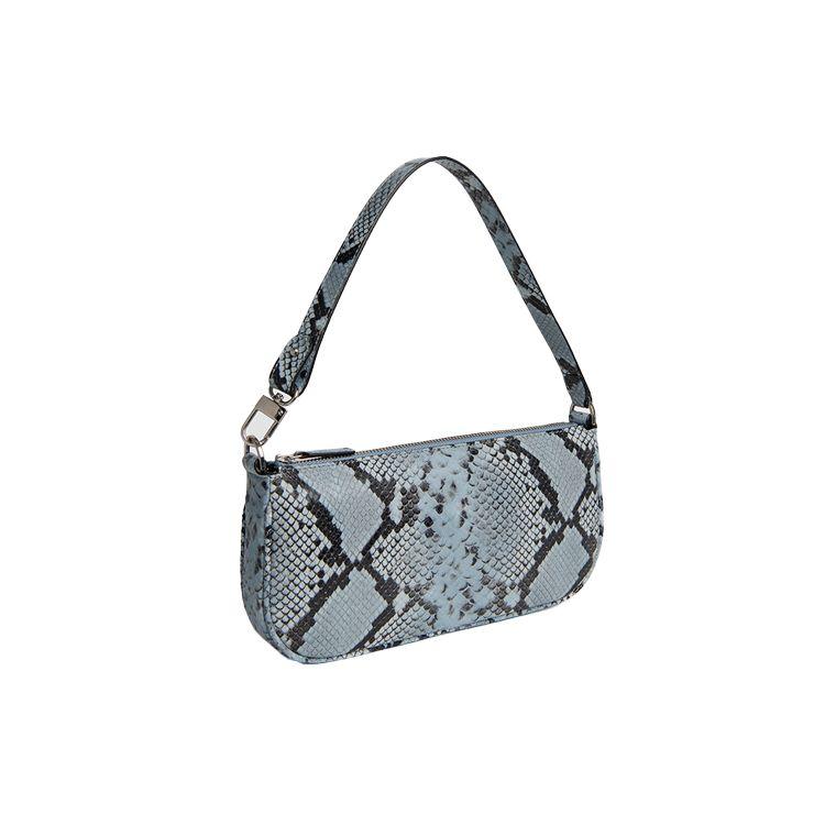 By Far Rachel Vintage Snake Print Leather Shoulder Bag Women Shoulder Bag Blue 19PFRCLSBURMED