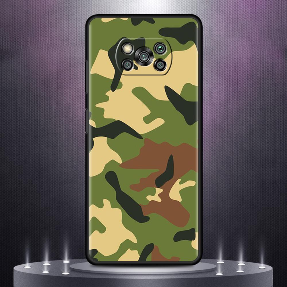 Etui na telefon dla Xiaomi Mi Poco X3 NFC 10T Pro 11T 11 Lite Note 10 M3 9T F3 CC9 Miękki pokrowiec A2 F1 Obudowa Armia Wojskowy Kamuflaż