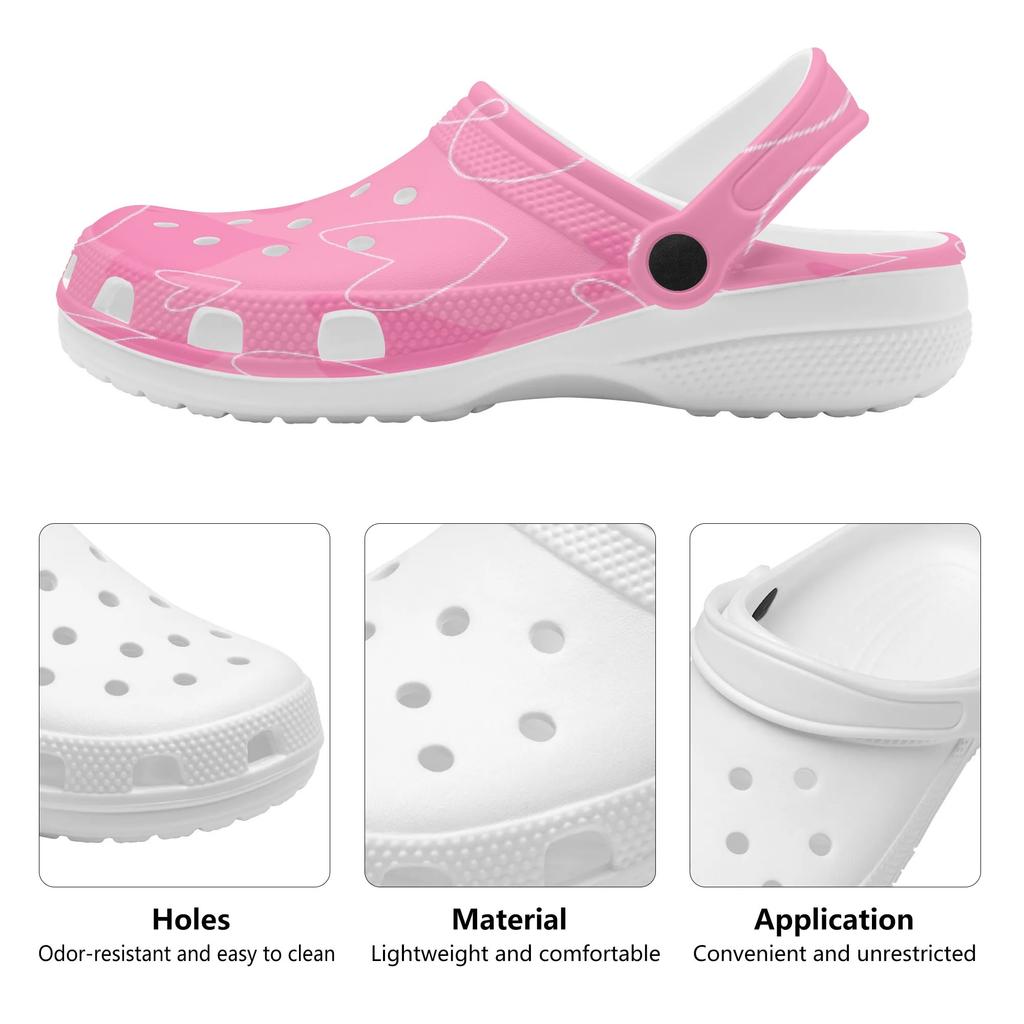 White Printed EVA Clogs for Women Men Lightweight Soft Slip On Casual Shoes Soft Sole Summer Sandals Lightweight Daily Wear