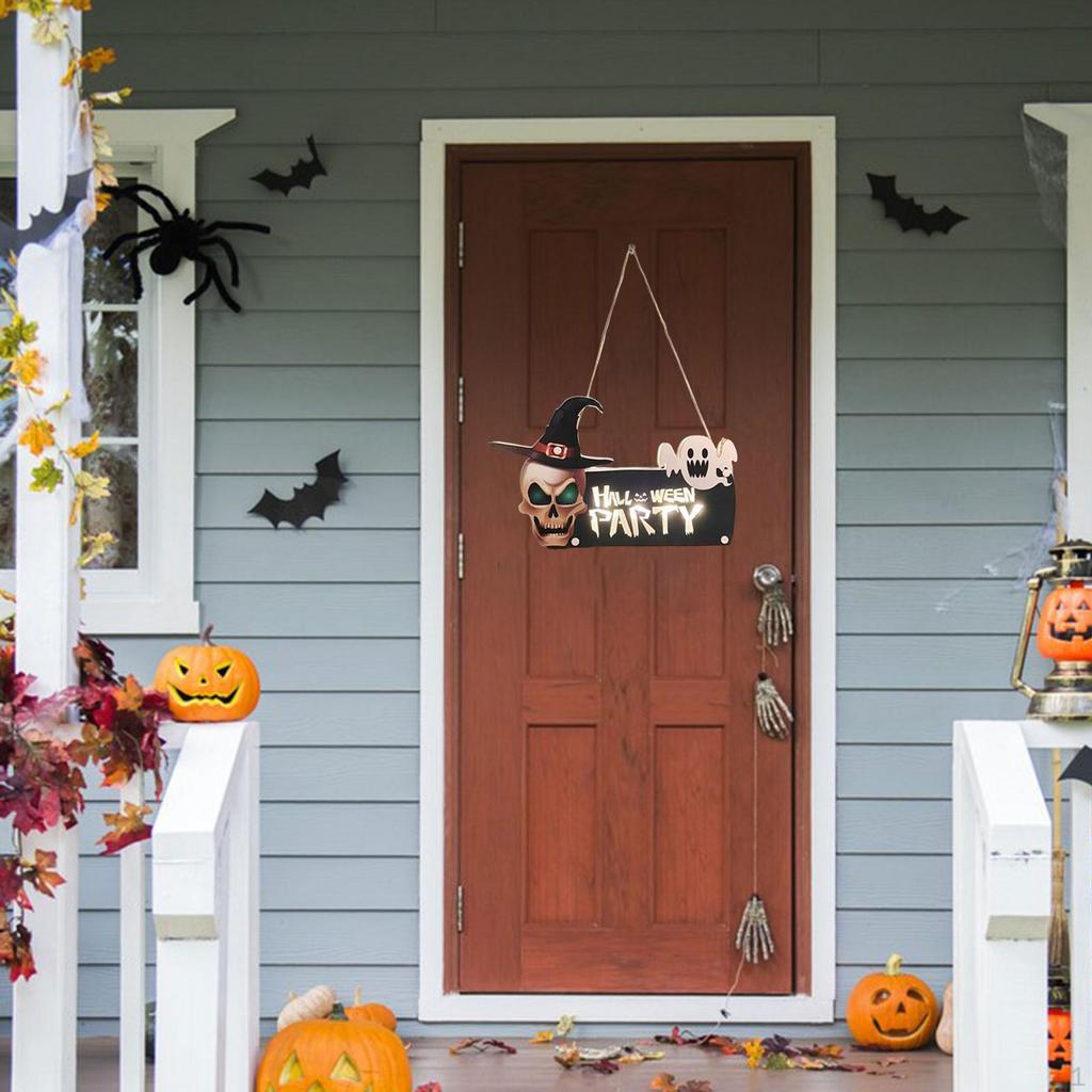 Front Door Spooky Welcome Sign Halloween Decoration, Hanging