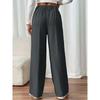 New Vertical Floor Length Casual Pants, High Waisted Pants, Loose and Elegant Straight Leg Women's Niche Design, Solid Color Pants