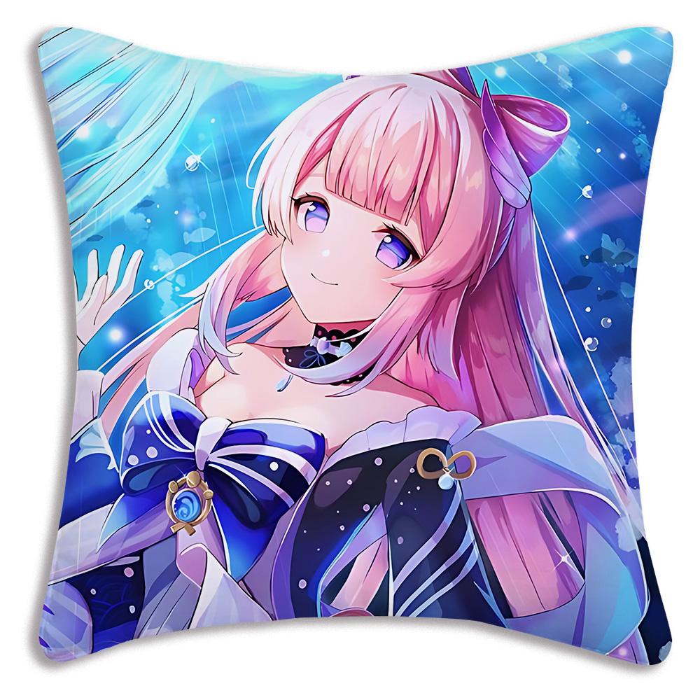 Cartoon Genshin Impact Pillow Covers Sofa Decorative Home Double-Sided Printing Short Plush Cute Cushion Cover