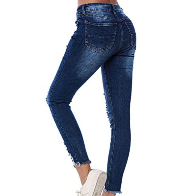 High-waisted Stretch Ripped Jeans