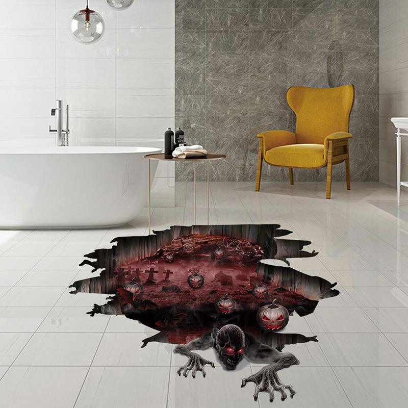 Halloween Floor Stickers 2025 Scary Skeleton Decals for Mall Bar Party Halloween Decorations Spooky Gathering Supplies