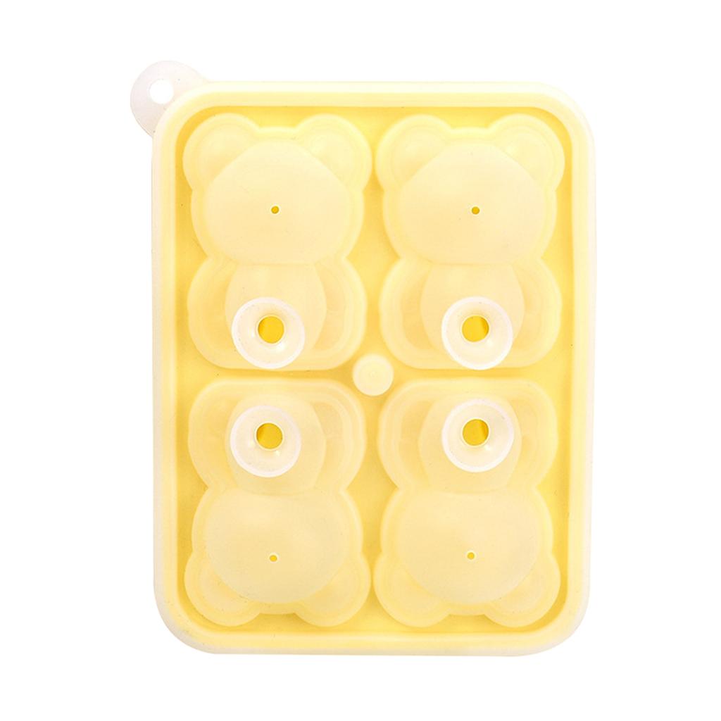 Little Bear Shape Ice Mold 4 Grids Silicone Ice Block Mould for Making Ice Cream Cake Candle