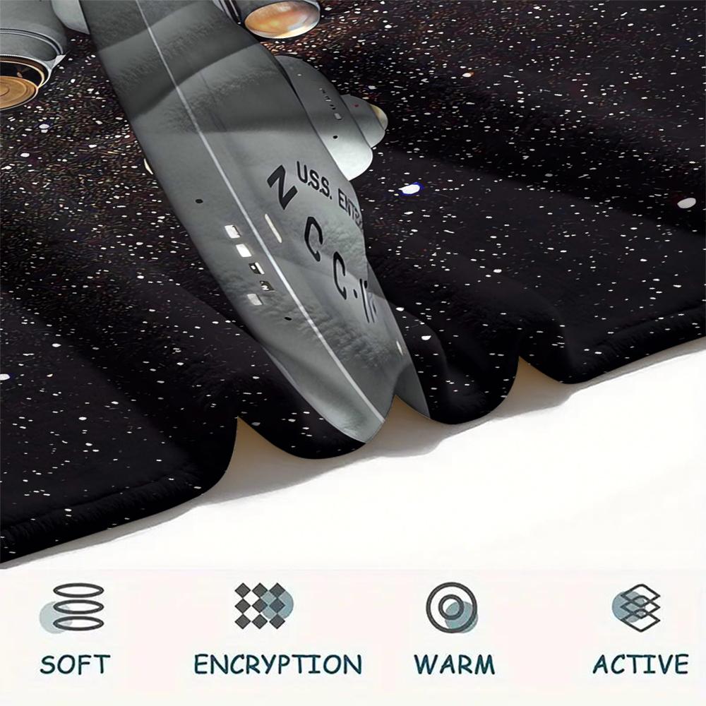 1Pc Millennium Falcon Print Flannel Blanket, High quality Comfortable for All Seasons, Home Decor, Warmth and Comfort, Perfect for Christmas Gifts