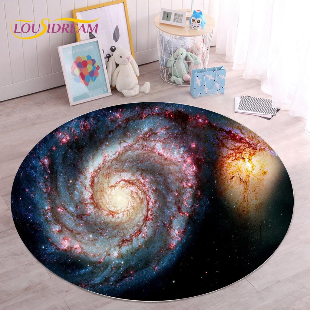 HD Galaxy Universe Space Stars Runder Teppich, Teppich für Wohnzimmer, Kinderzimmer, Sofa, Spielzimmer, Dekoration, rutschfeste Bodenmatte