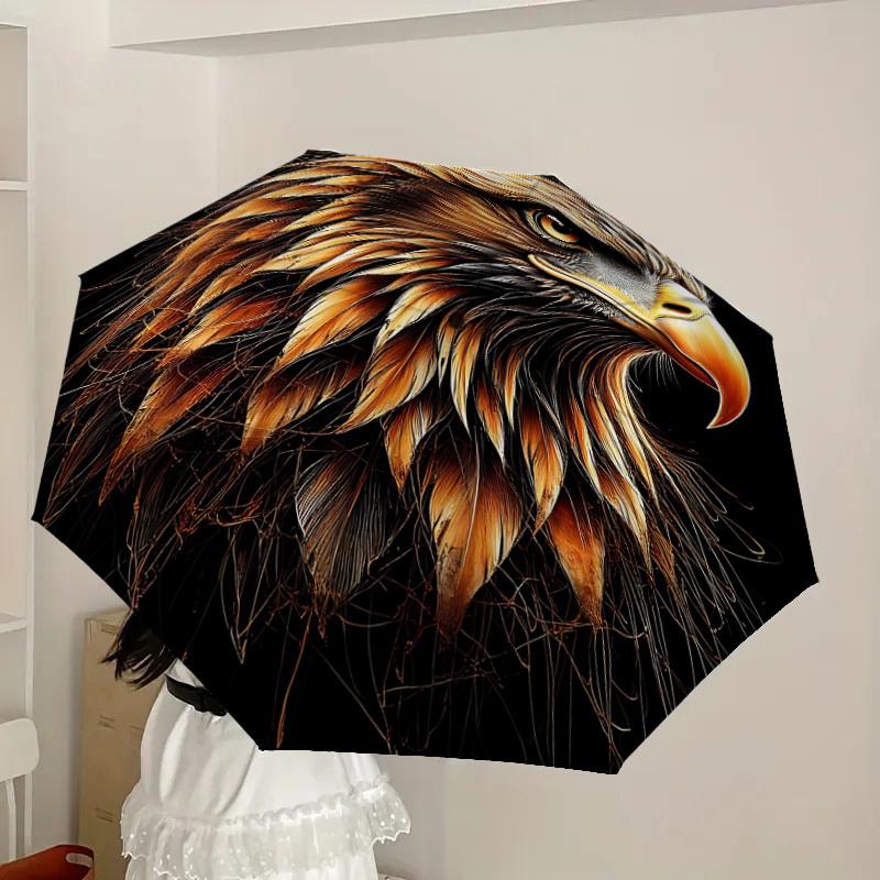 1pc Eagle Head Fashionable Automatic Opening/Closing Folding Umbrella with 8 Iron Bones, Plastic Handle Yy251015075
