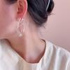 Clear Irregular C-Shaped Acrylic Hoop Earrings Silver Ball Stud Minimalist Transparent Large Geometric Drop Earrings for Women
