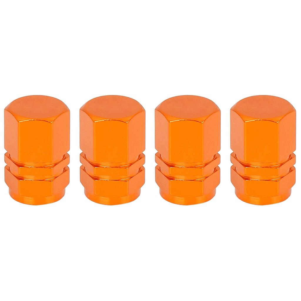 X AUTOHAUX Tire Stem Valve Cap Wheel Valve Cover Car Dustproof Hexagon Aluminum Alloy Tire Cap 4pcs Orange