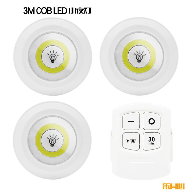 Bright Cob Under Cabinet Light 3W  LED Wireless Remote Control Dimmable Wardrobe Night Lamp Home Bedroom Closet Kitchen