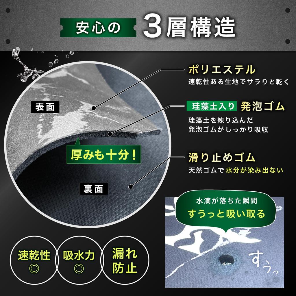 Kaiju Plant Monster Dry Mat, Quickly Absorbent, Diatomaceous Earth Kneaded Mat, Indoor Gardening, Perfect for Steel Rack, Free Cut OK(Marble, Size 90)