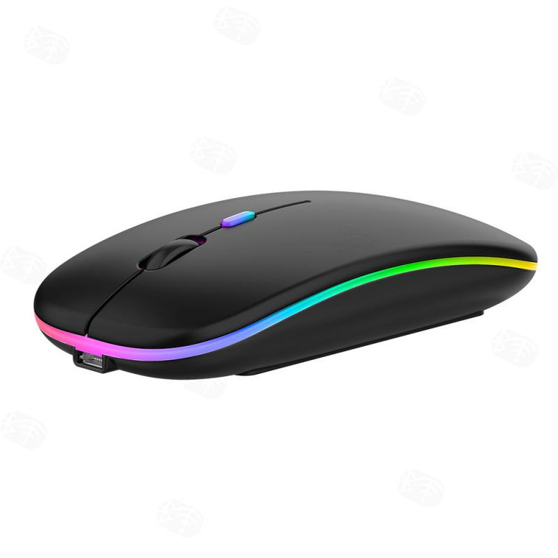 Rechargeable Dual-Mode Silent Bluetooth Mouse with Colorful LED for Office