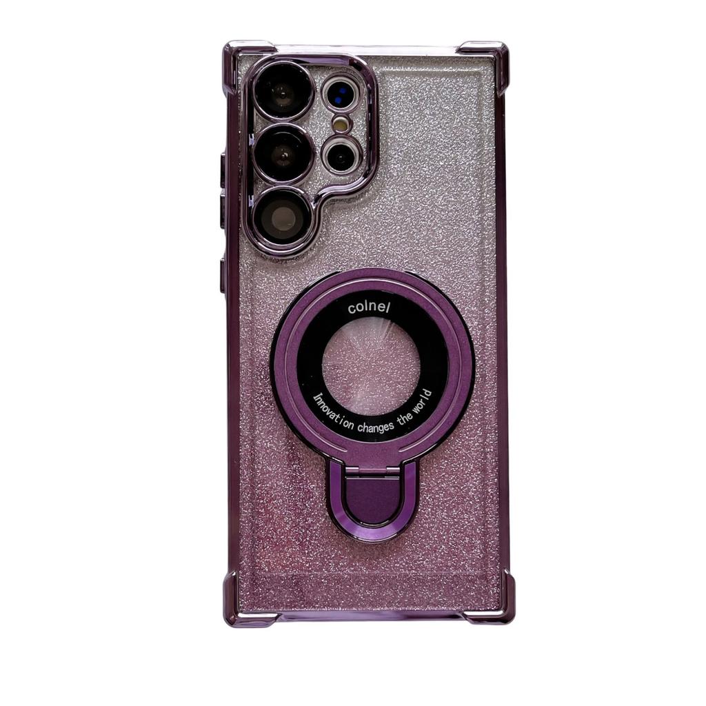Samsung S24ultra Mobile Phone Case A55 Magnetic Bracket S23 Electroplated Four Corner Airbag Anti Fall A34