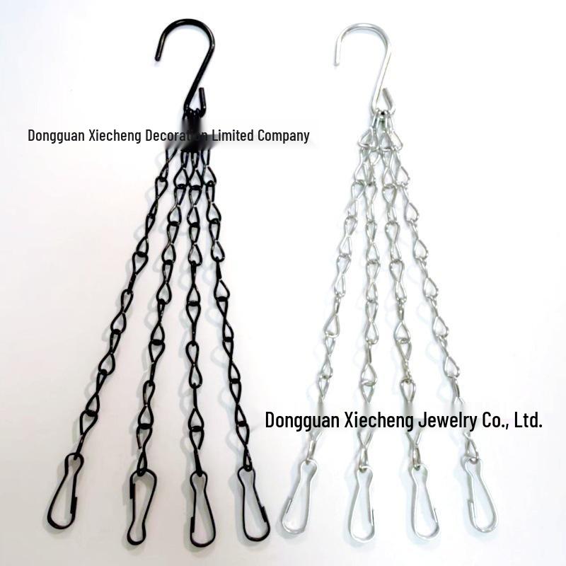 Black & White Zinc 4-Strand Chain Hanging Flower Basket 1.4 Wire