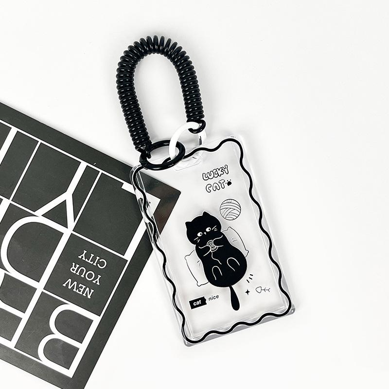 

Kawaii Cat Прозрачный акриловый роскошный держатель для фотокарт Kpop Idol Card Protector Креативная сумка-подвеска для хранения удостоверений личности вуза