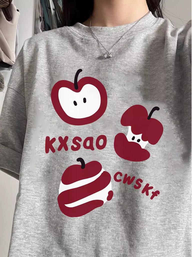 2025 Summer Women's Pure Cotton Oversized Short Sleeve T-Shirt in American Style