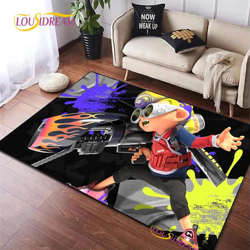 Tappeto Cartone Animato Gioco Splatoon per Soggiorno Camera da Letto Decorazione Tappeti da Area Cucina Tappetino Antiscivolo Alfombra Regalo di Compleanno Tappetino Poster