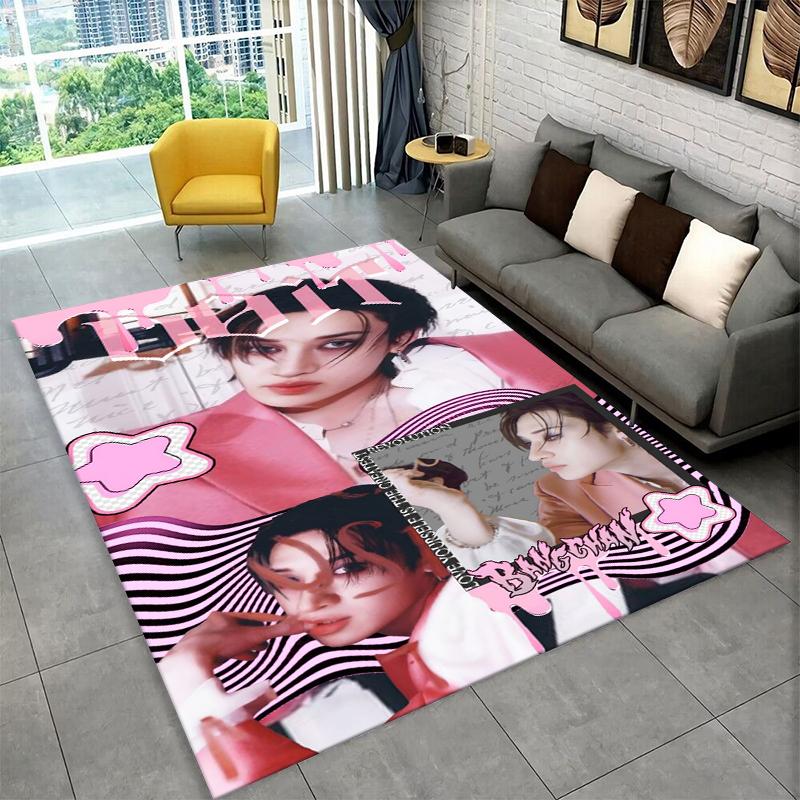 Moderne Kpop Bang Chan Stray Kids Rutschfeste Teppichmatte für Wohnzimmer, Schlafzimmer, Spielzimmer, Weicher Teppich Bodenmatte Heimdeko Teppich Geschenk