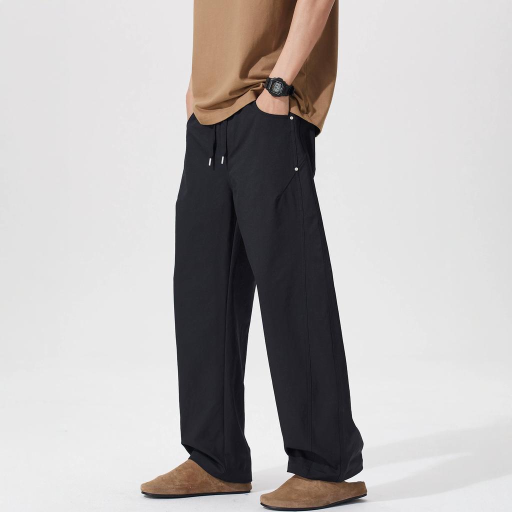 Straight casual pants men's spring and summer new simple and versatile solid color loose trousers trendy wide-leg trousers trendy