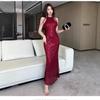 Toast dress burgundy new fishtail slim long bridal wedding engagement banquet evening dress femininity