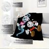 1pc Ghost,Coffee,Cuphead Digital Print Flannel Blanket - Contemporary Style, Suitable for All Seasons, Perfect for Home, Travel, or Camping